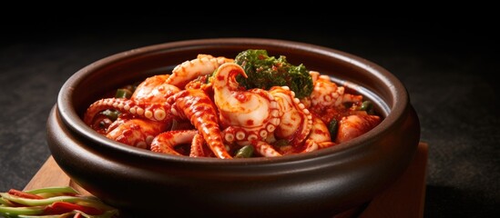 Savory Octopus Dish Swimming in Authentic Korean Spicy Sauce Delightfully Served