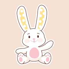 Vector image of a cute baby rabbit with polka dot ears