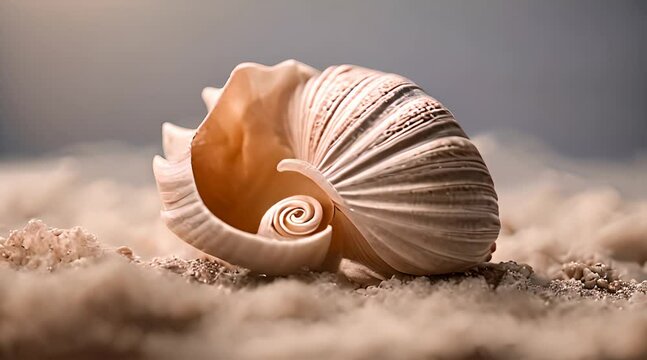 Aquatic Art: Horizontal Studio Shot of 3D Seashell