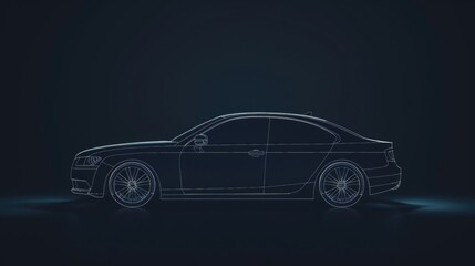 A car is shown in a dark room. Suitable for automotive industry