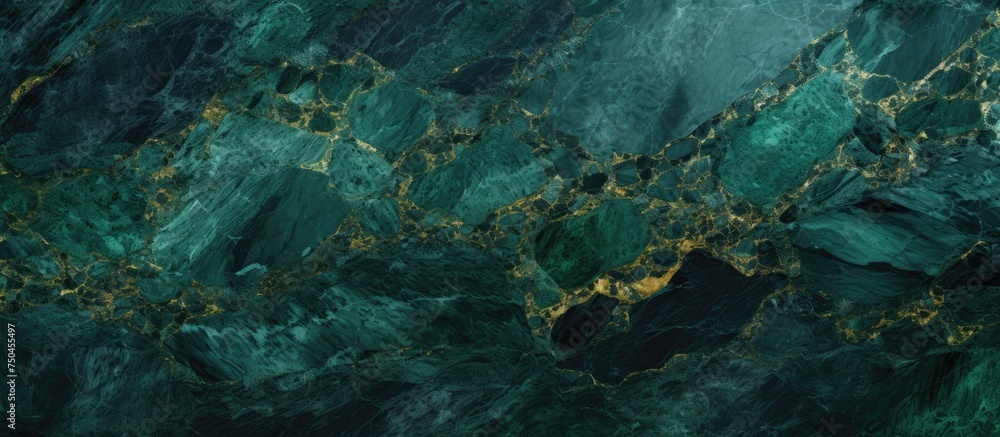 Poster luxurious green marble texture with shimmering gold accents for elegant design projects