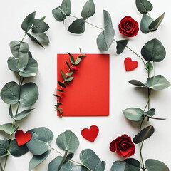Valentine red card on white background