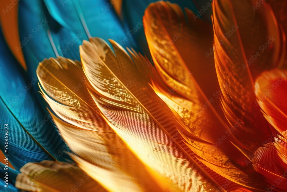 Poster detailed close-up of a bunch of feathers, suitable for various design projects