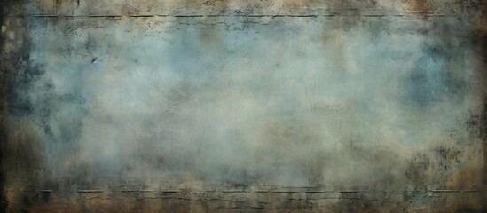 Abstract Artistic Painting with Blue and Brown Grunge Border and Textured Background - obrazy, fototapety, plakaty