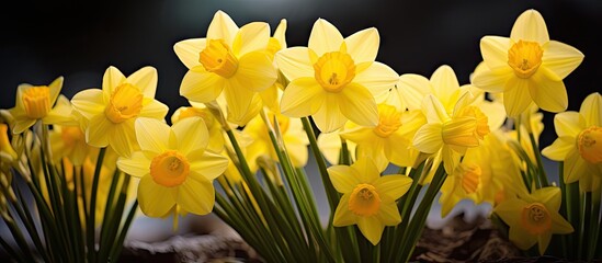 Vibrant Winter Daffodil Blossoms Illuminating the Season with Yellow Splendor