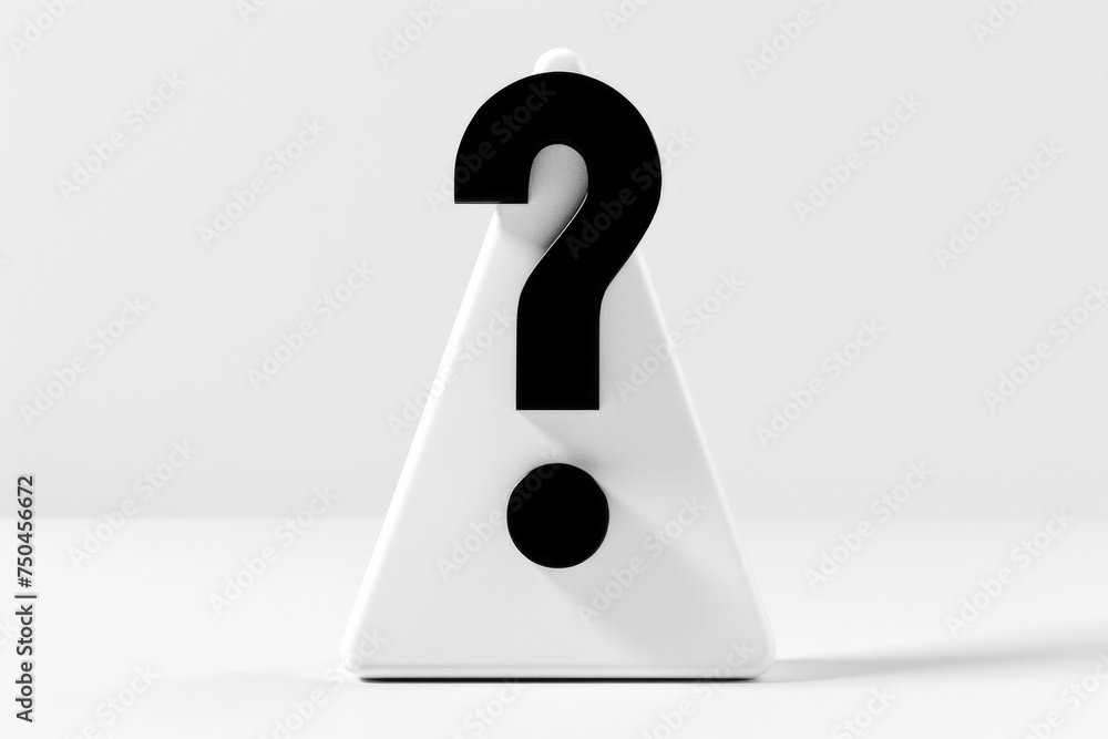 Poster a white triangle with a black question mark symbol