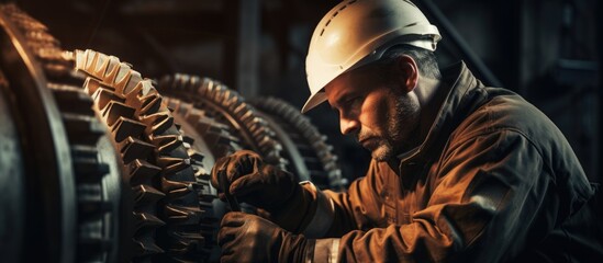 Skilled Technician Inspects and Repairs Heavy Machinery in a Mining Facility