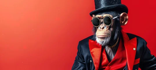 Deurstickers monkey in glamorous high class fashion clothes © dragan jovic