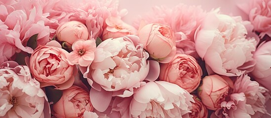 Close-up of Elegant Peony and Rose Floral Arrangement in Pink Tones for Stunning Wallpapers