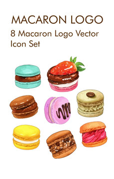 8 Macaron logo vector icon set