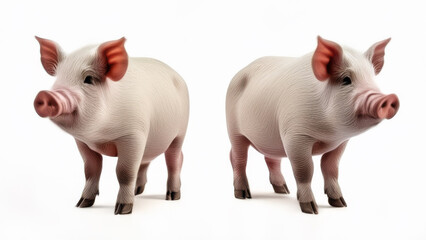 Three pigs isolated on a white background. 3d render illustration.