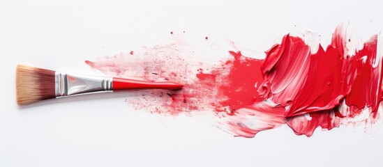 Vibrant Red Paint Brush Against a Clean White Background for Artistic Creations
