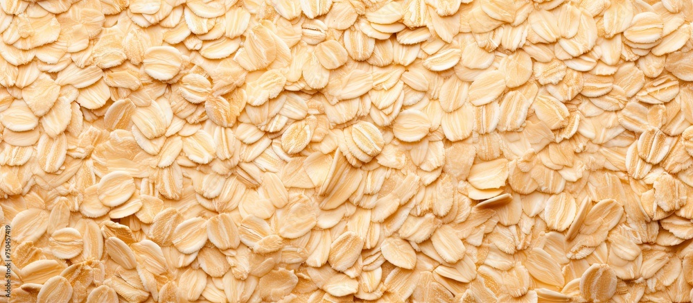 Wall mural macro close-up of nutritious oat flakes perfect for healthy breakfast meals and organic food concept - Wall murals