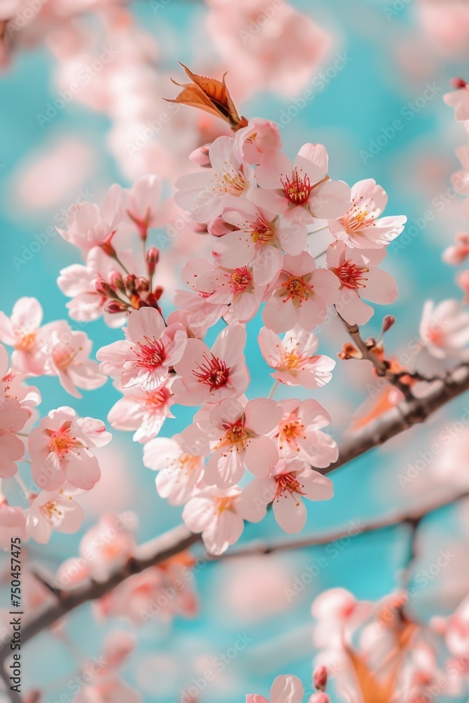 Poster close up of flowers on a tree, suitable for nature concepts