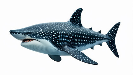 Naklejka premium 3D digital render of a whale shark isolated on white background.