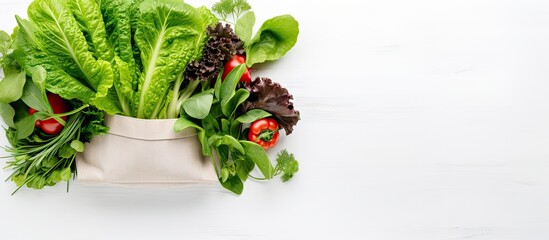 Vibrant Fresh Vegetables in Shopping Bag on White Background, Healthy Eating Concept