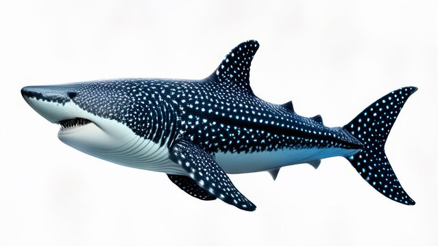 3D digital render of a whale shark isolated on white background.