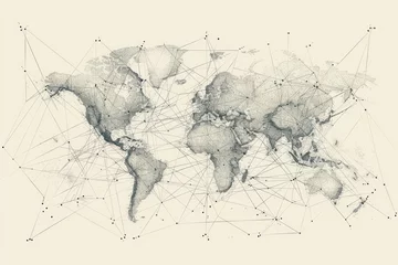 Foto auf Acrylglas Nordeuropa A map of the world with lines and dots. Suitable for presentations or educational materials 
