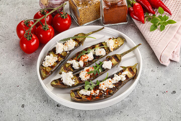 Grilled eggplant with feta cheese
