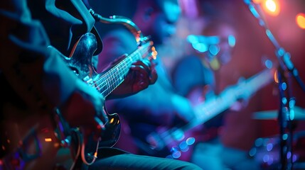 Talented Musicians Playing Guitars at a Blues Concert