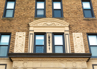 Renovated old building architectural details in Boston, MA, USA