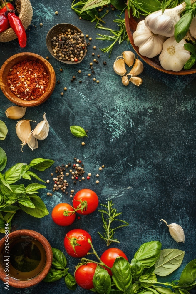 Aufkleber a variety of different types of food displayed on a table. suitable for food and nutrition concepts