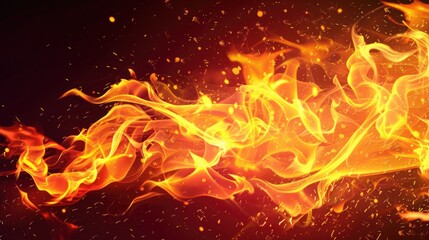 A close up of a fire on a black background. Suitable for various design projects