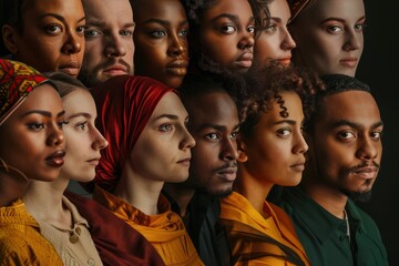 collage of diverse people of ages and nationalities, black woman and man, european, caucasian and african american race persons 
