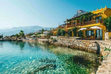 Raamstickers Famous summer resort in Bali village, near Rethimno, Crete, Greece © Straxer