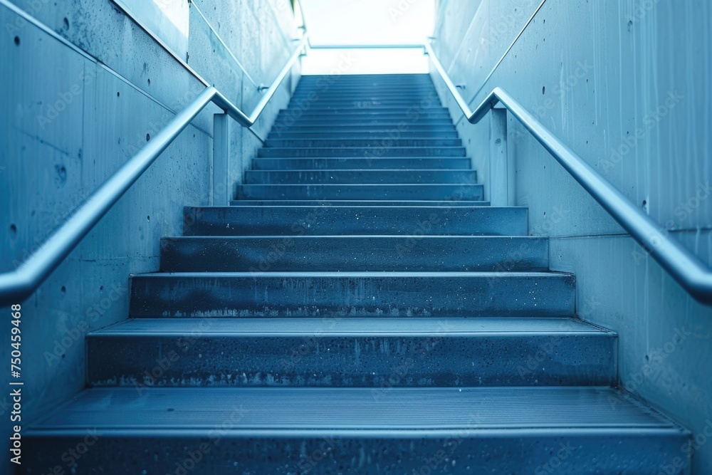 Poster a set of stairs leading up to the top of a building. suitable for architectural and urban concepts