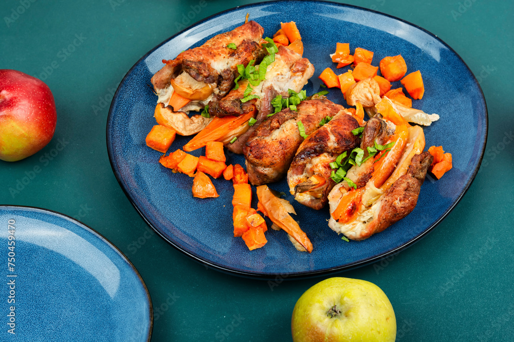 Wall mural Roulades with apples and sweet potatoes.