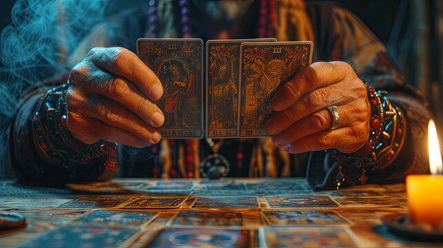 predicting future with tarot by old man