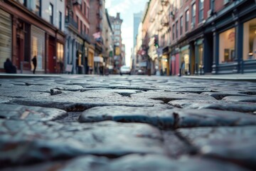 Cobblestone street in a European city, ideal for travel websites or historical articles