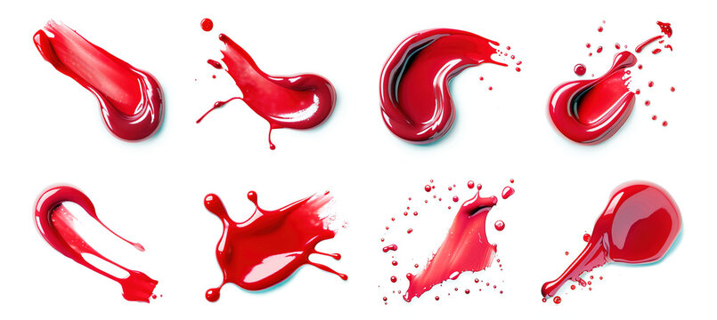 Collection  of red blob paint ink liquid