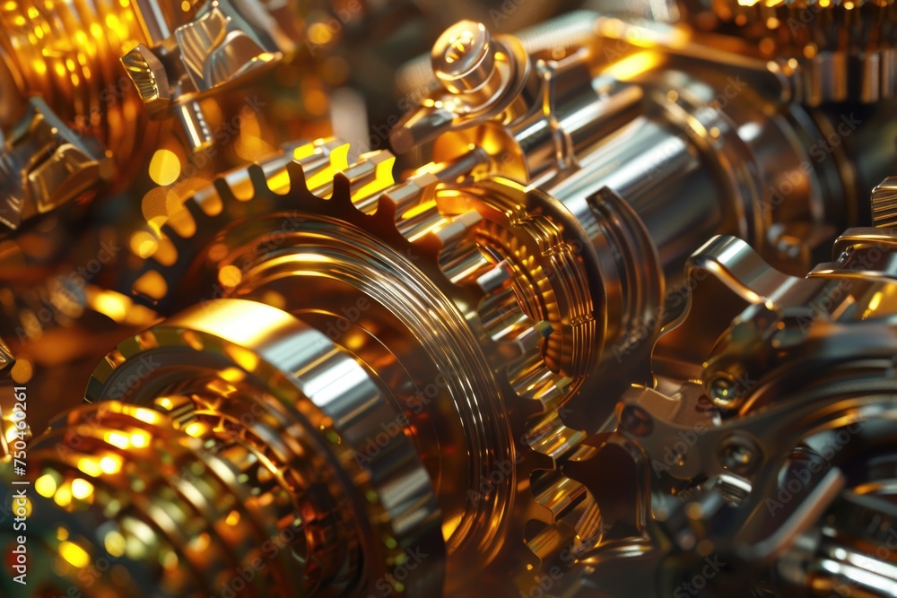 Poster detailed view of machine gears. ideal for industrial concepts