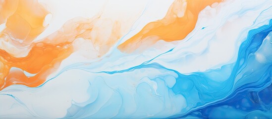 Fototapeta na wymiar Fluid Orange and Blue Abstract Waves - Artistic Marble Painting with Vibrant Colors and Elegant Swirls