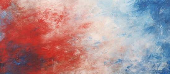 Vibrant Abstract Impressionist Painting in Red, White, and Blue Shades