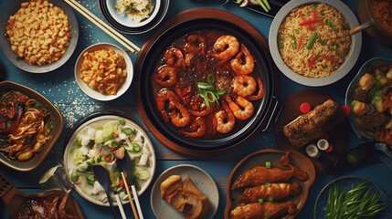 Assortment of Korean traditional dishes