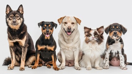 A group of dogs sitting next to each other. Suitable for pet-related designs
