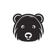 Black bear icon on white background. Logo of bear on light background. Nice teddy bear toy icon.