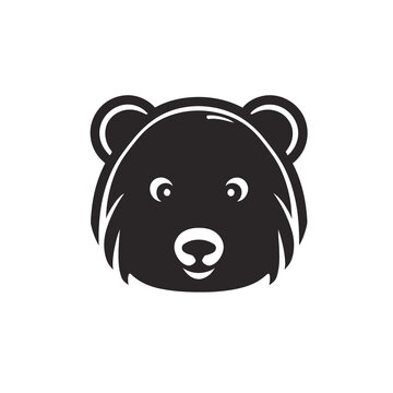 Black bear icon on white background. Logo of bear on light background. Nice teddy bear toy icon.