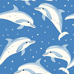 dolphin pattern, frameless pattern to enlarge and use as graphic element like background, tiles, ai generated