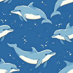 dolphin pattern, frameless pattern to enlarge and use as graphic element like background, tiles, ai generated