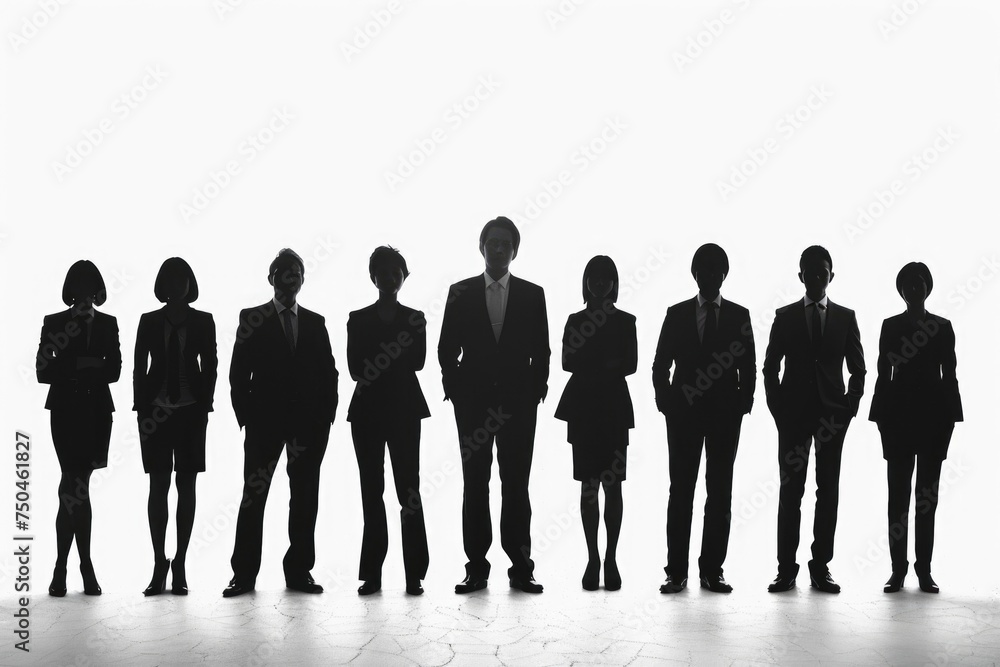 Poster a group of business people standing in a line. suitable for business and teamwork concepts