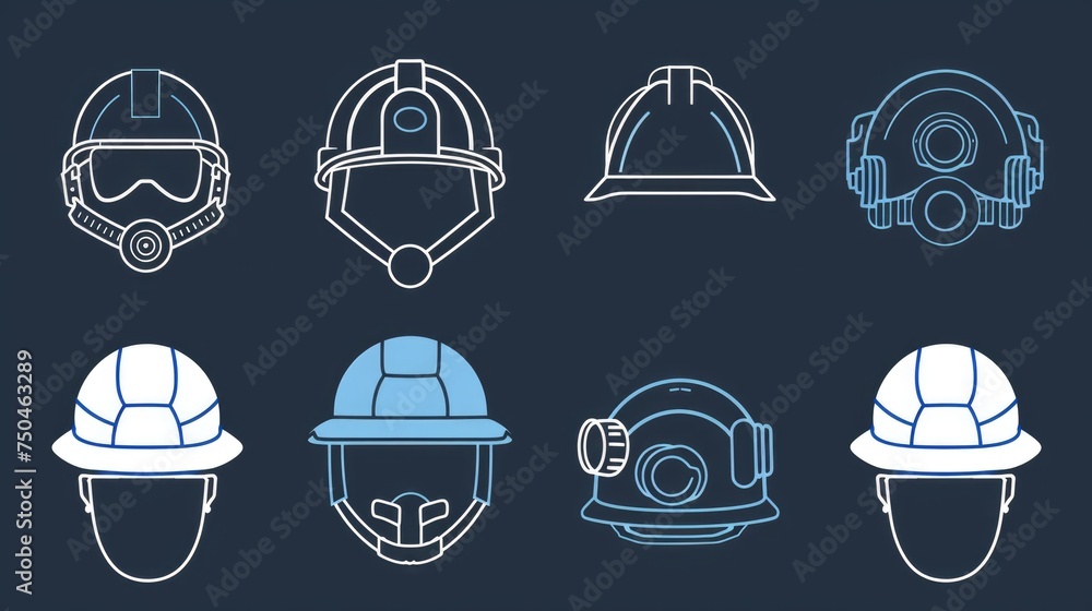 Poster various types of hard hats for different professions. ideal for safety and construction concepts