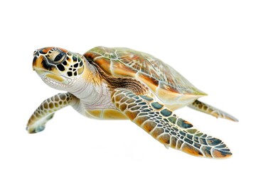 Fototapeta premium A turtle gracefully swimming in clear water, perfect for nature or animal themes