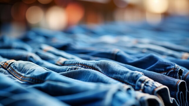 Blue jeans pants clothes pile background