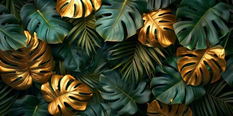 Close-up of a leafy green plant with golden leaves. The golden leaves are surrounded by green leaves, creating a contrast between the two colors.