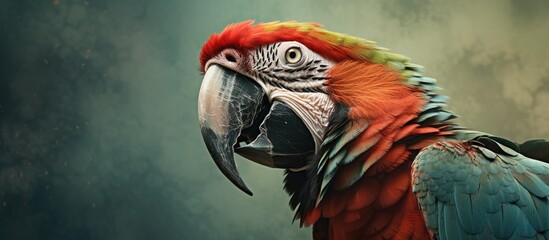 Vibrant Military Macaw Flaunting its Colorful Plumage in Tropical Jungle Setting