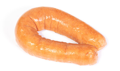 Dutch smoked sausage against white background